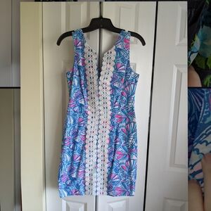 Lilly Pulitzer for Target My Fans Sleeveless Split Neck Shift‎ Mini Dress size 4